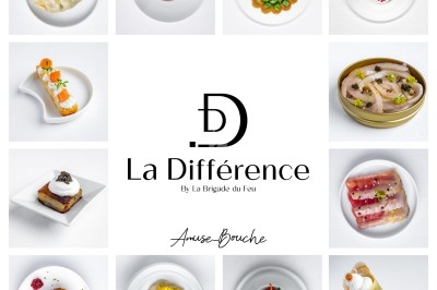 Assortiment d'amuse-bouches gastronomiques présentés individuellement sur des assiettes blanches.